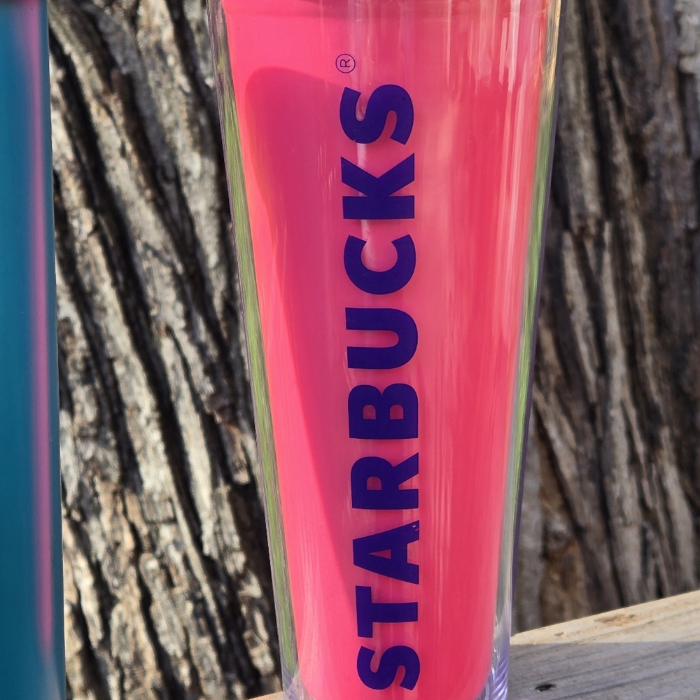 Set Of 2 Startbucks 24 Oz Tumblers Stainless And Acrylic 2014 & 2016 No Straws - Picture 11 of 11